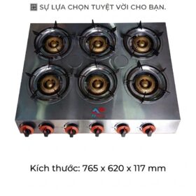 Bếp gas gia đình, bếp bánh xèo 6 lò nấu loại vuông cao cấp
