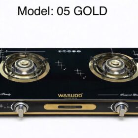 BẾP GAS WASUDO WD-005 GOLD – BẾP ĐÔI CHÉN ĐỒNG, MẶT KÍNH CƯỜNG LỰC CAO CẤP